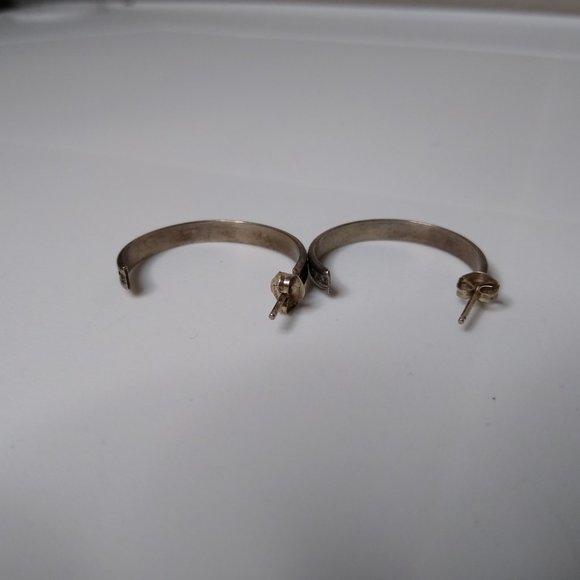 Vintage Metal Half Hoop Earrings - Picture 4 of 13